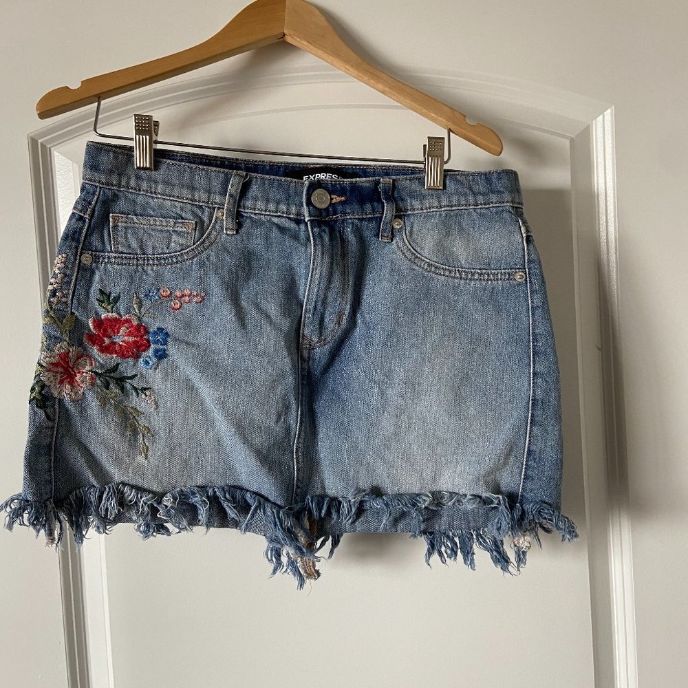 Express Embrodiered Mini Skirt